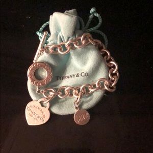 Tiffany heart charm bracelet with love charm